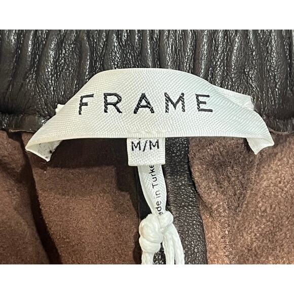 9-47 FRAME Men's Gym Shorts 100% Lamb Leather Brown Medium - Picture 6 of 10